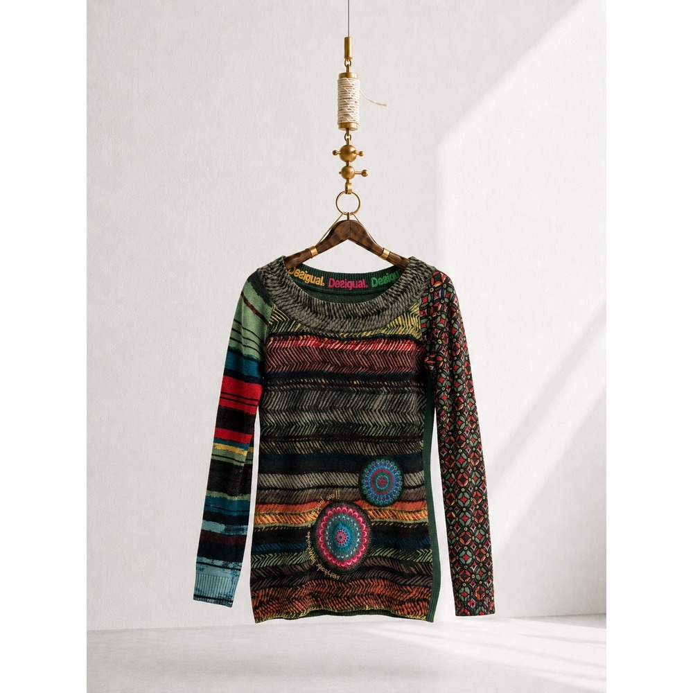 Christian Lacroix Desigual MOUNTY Embellished Sequin Wearable Art Sweater M